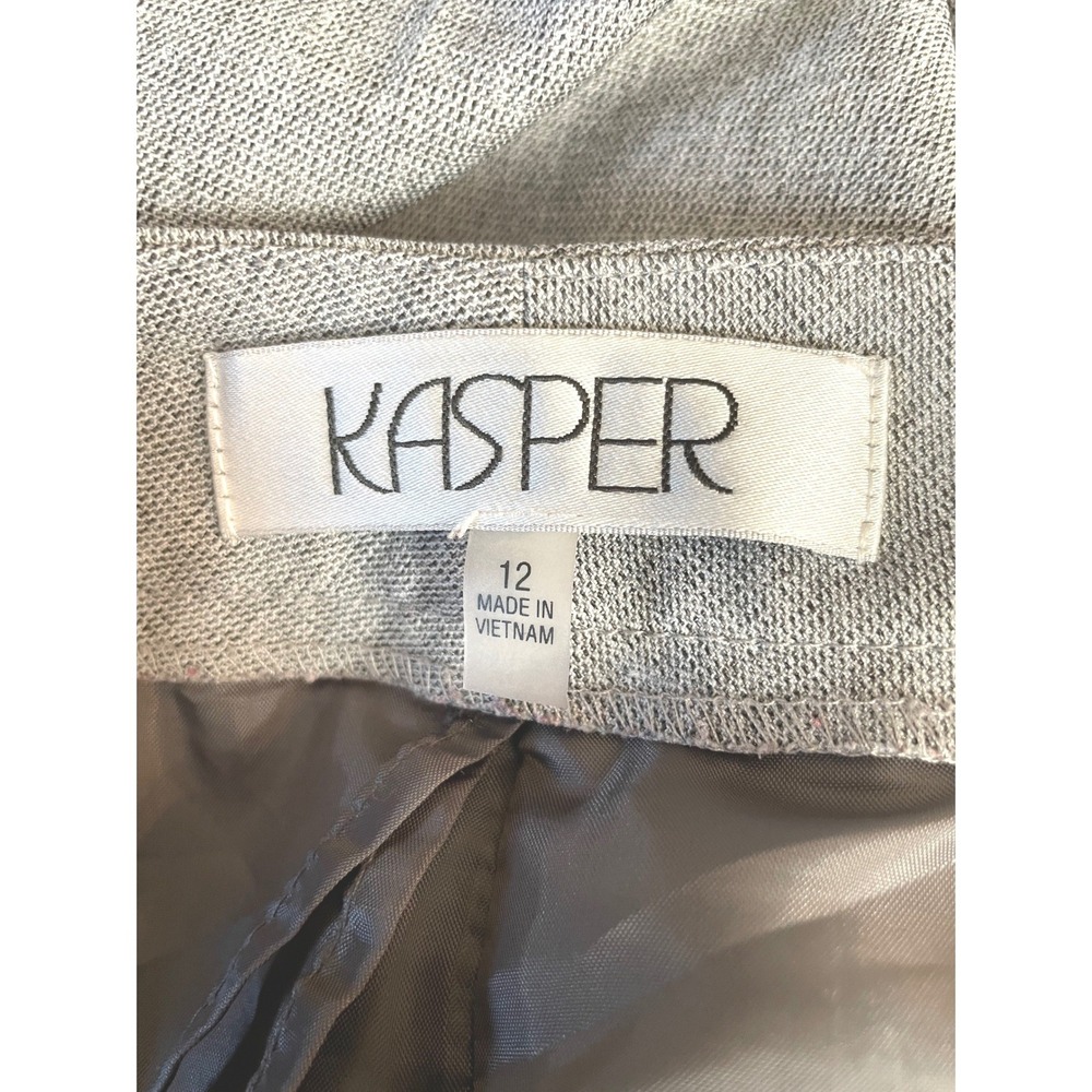Kasper Womens Pants 12 Dress Grey Straight Leg Professional Flat Front - Picture 7 of 12